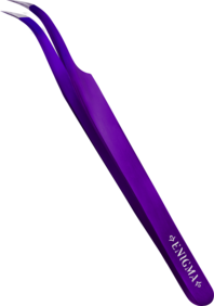 Пинцет изогнутый 90° Enigma с ручной заточкой extra-sharp Purple metallic 0